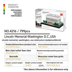<b>Plastic</b> Building <b>Blocks</b> US Washington Lincoln Memorial Educational Toy with Small-Particle Brick Assembly Ornament - Product Image 2