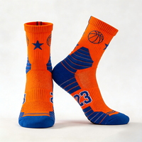 Chaussettes de compression pour jeunes joueurs de basketball, antibactériennes, antidérapantes, avec coussin en tissu éponge, respirantes, en maille, évacuant l'humidité, lettres personnalisées