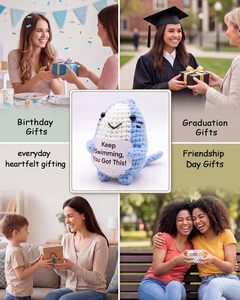 Animales de Ganchillo Positivos: <span class=keywords><strong>Tiburón</strong></span>, Decoración de Escritorio para Soporte Emocional, Regalos Diarios de <span class=keywords><strong>Tiburón</strong></span> para Amigos y Compañeros de Trabajo - Product Image 6