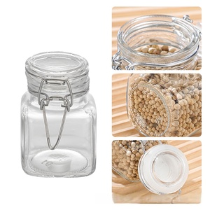 Venta al por mayor de frascos de vidrio sellados de 50ml, 100ml, 200ml, 280ml con etiquetas personalizadas y cierre de hebilla para granos, dulces, miel, mermelada, especias y alimentos. - Product Image 3