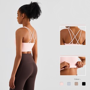 Comodo reggiseno da Yoga con cinturino incrociato in Nylon Spandex gilet da Fitness per la pelle con attrezzatura da allenamento semplice - Product Image 2