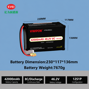 Batterie intelligente BMS 42000mAh 46.2V 8C avec protection contre les surcharges pour flotte de drones, prise personnalisée OEM - Product Image 6