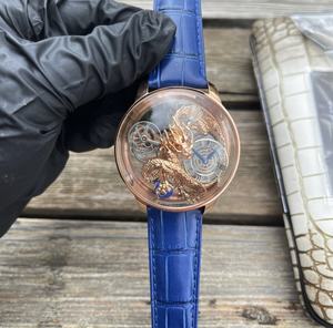 Reloj de Cuarzo para Hombre de Lujo Innovador Astronomia DRAGON HAIOU, Oro Rosa, Cristal de Zafiro Transparente, Caja de Acero Inoxidable, Correa de Cuero - Product Image 1