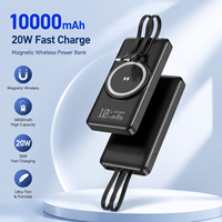 Chargeur sans fil magnétique ultra-fin portable 20W 10000 mAh avec câbles, charge rapide, écran LED, batterie externe pour téléphone Oraimo