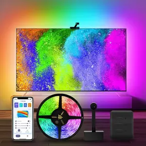 12.5ft 3.8m 12V RGBIC Ambient 55-65 Inches Google Assistant Alexa Sync Smart App Wifi Immersion TV LED Backlights With Camera