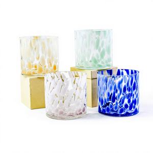 Recipiente de Vidrio Soplado con Diseño Moteado Premium para Velas, Decoración Artesanal para el Hogar, Frasco de Vidrio con Diseño de Manchas para Velas Aromáticas - Product Image 1