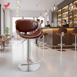 Taburete <span class=keywords><strong>de</strong></span> Bar Tapizado <span class=keywords><strong>de</strong></span> Estilo Nórdico con Respaldo Alto, Silla <span class=keywords><strong>de</strong></span> Bar Giratoria <span class=keywords><strong>de</strong></span> Metal Moderna para Bistro o Cafetería - Product Image 3