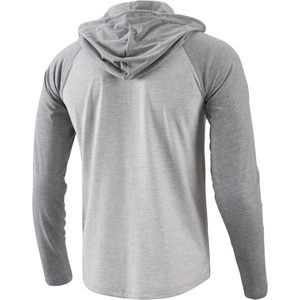 Chemise à manches longues à capuche pour homme Demucy, en jersey léger, respirant, pour l'entraînement sportif, décontractée, à la mode, avec cordon de serrage et boutons - Product Image 2