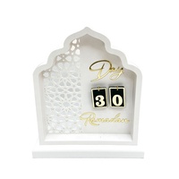 Superwin CTO Gold Décoration de table en bois en forme de mosquée avec minaret, compte à rebours Ramadan Moubarak Aïd