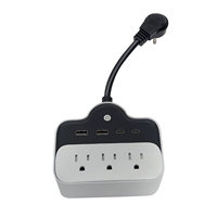 Prise de courant à rallonge courte avec 3 prises secteur et 2 ports de charge USB-C PD65W