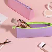 Pochette de maquillage personnalisée avec impression de logo, imperméable, organiseur de cosmétiques de voyage, rose, légère, en silicone, pour pinceaux de maquillage