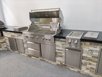 Barbecue Barbecue à gaz nouvelles armoires de cuisine Double porte Design barbecue îlot construit en acier inoxydable SUS 304 cuisine extérieure moderne