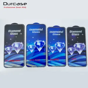 Hot Wholesale Full Lijm Diamant Doorzichtig Gehard Glas Schermbeschermer Voor Appel Voor iPhone 12 13 14 15 Pro Max 15 Plus