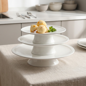 Plato de cerámica personalizado de pie alto para frutas/repostería, de porcelana fina, ecológico, apto para microondas, esmaltado. - Product Image 4