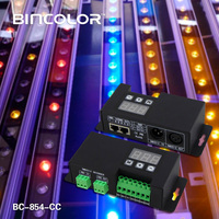 Decodificador de Corriente Constante DMX512 RGBW de 4 Canales Bincolor BC-854-CC 350mA/700mA con Puerto XLR-3R/ Puerto RJ45/ Bloque de Terminales