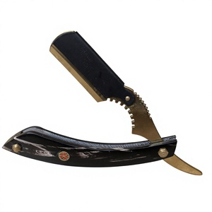 IKZARSA Straight <b>Razor</b> Stainless Steel Blade Single Blade Black Buffalo Horn Handle Barber Shop Use <b>for</b> <b>Men</b> and Women I-BWR-01 - Product Image 5