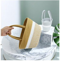 Gewebter tragbarer Korb Über Homme Baumwolle Seil geflochten Aufbewahrungstaschen für Damen mode Handtaschen Reisen Streifen Strand Tote-Taschen