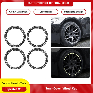 Pour Tesla <span class=keywords><strong>Model</strong></span> <span class=keywords><strong>3</strong></span> : Cache-moyeux lumineux à protection intégrale – Accessoires de protection modifiés pour roues de voiture - Product Image 2