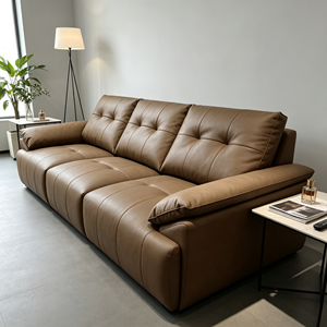 Sofá Moderno de Tres Plazas en Cuero PU con Diseño Acolchado, Brazos Acolchados y Patas Metálicas para Sala de Estar - Product Image 6