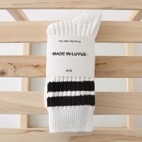 Chaussettes de sport rétro personnalisées avec logo, certifiées OEKO Tex100, à double rayure, en coton côtelé, pour le streetwear et le skateboard