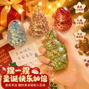 Christmas Sequin Squishies Christmas Tree Snowman and Mitten Shapes Multicolor Glittery Holiday Stress-relief Toys - Product Image 5