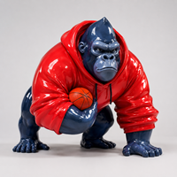Sculpture de gorille de basket en résine personnalisée, grande statue d'animal de dessin animé, résistante à la corrosion, couleurs et logo personnalisables pour le commerce