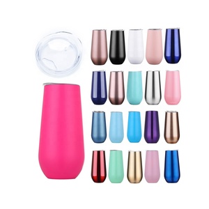 Simple Design 6oz Wine Tumbler Glasses With Lid Stemless 18/8 Stainless Steel Wine <strong>Champagne</strong> <strong>Flutes</strong> Cup - Product Image 6