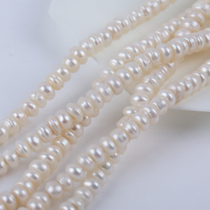 Perles plates blanches courtes, 5-6 mm, perles d'eau douce naturelles, semi-finies, pour la création de bijoux DIY, accessoires, perles colorées, longueur 18 cm - Product Image 3