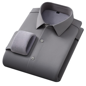 Nueva Camisa de <span class=keywords><strong>Invierno</strong></span> Cálida para <span class=keywords><strong>Hombre</strong></span>, Estilo Casual de Negocios con Forro Polar Integrado, Camisa de Negocios de Lujo Ligero y Alta Calidad Resistente a las Arrugas - Product Image 2