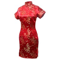 Robe Tang élégante pour femmes, style vintage, vieux Shanghai, dragon et phénix, Qipao CTCS-008