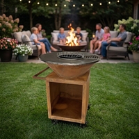 Brasero design moderne en acier Corten avec anneau de cuisson, pour barbecue et foyer, idéal pour cadeaux promotionnels