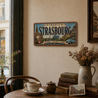Letrero Metálico Vintage de Matrícula de Estrasburgo, Francia, Letrero de Metal Rústico y Divertido, Decoración de Pared para Bar de Cerveza, Tienda de Regalos, Estilo Antiguo