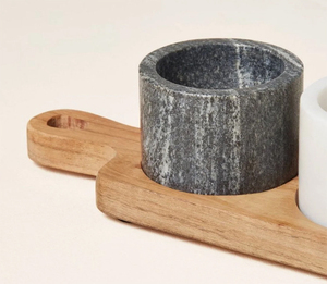 Set di <span class=keywords><strong>sale</strong></span> <span class=keywords><strong>e</strong></span> <span class=keywords><strong>pepe</strong></span> in marmo di fabbrica con supporto in legno - Product Image 2