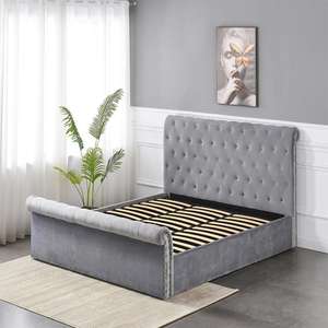 New Modern Design Home Furniture Big Sleigh Velvet Bed <strong>Cama</strong> <strong>De</strong> Casal king Bed Frame - Product Image 4