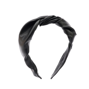 Elegante Fascia per Capelli in Pelle PU Tinta Unita, Larga con Nodo, Accessorio Moda Donna Casual di Alta Qualità - Product Image 2