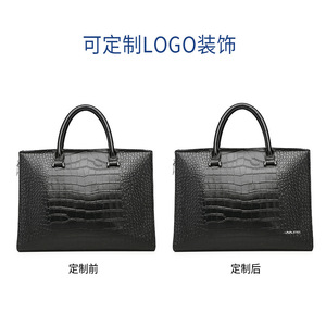 Maletín de Cuero Genuino para Hombre, Color Sólido, para Viajes de Negocios, Porta Laptop, Gran Capacidad, Portadocumentos - Product Image 3