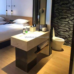 Cost-effective Hotel Bedroom Furniture Twin Room Sets <b>Solid</b> <b>Wooden</b> Bed Frame With Nightstands Side Table <b>Desk</b> TV Unit & Wardrobe - Product Image 5