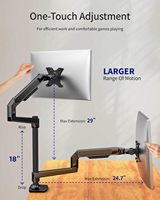 Support double moniteur pour écrans jusqu'à 40 pouces, 25 lb, entièrement réglable, bras double moniteur, fixation par pince C, base à œillet, en aluminium