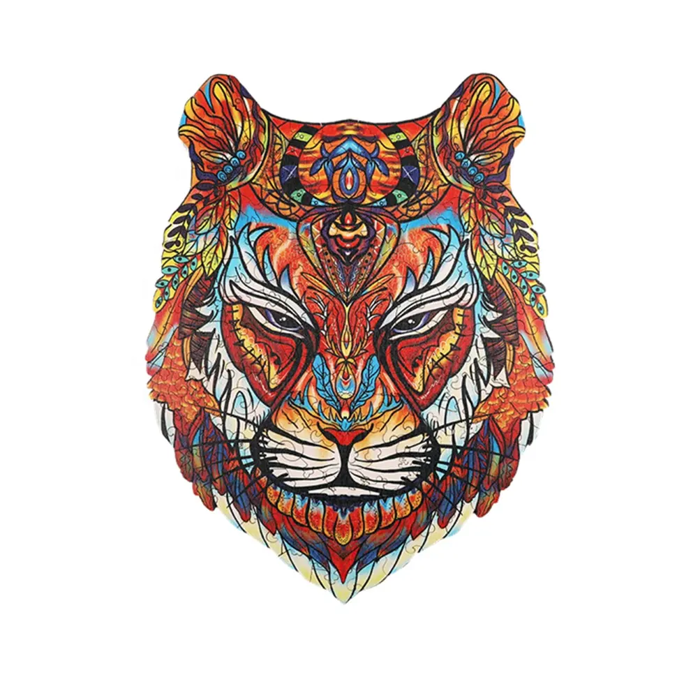 Tiger Wooden Puzzle For Adults Animal Unique Shaped Wooden Jigsaw Puzzles Best for Family Game Play Collection