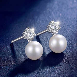 Boucles d'oreilles pendantes en argent S925 avec perle d'eau douce et zircon cubique rond, bijoux élégants, cadeau pour femmes et mariées - Product Image 4