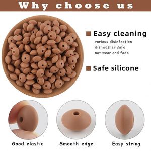 Chaîne de sucette pour bébé personnalisée en gros, perles d'espacement en <span class=keywords><strong>silicone</strong></span> de qualité alimentaire sans BPA de 12 mm - Product Image 5