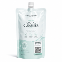 Pochette de recharge personnalisée avec code QR pour nettoyant visage, emballage cosmétique pour peaux sensibles