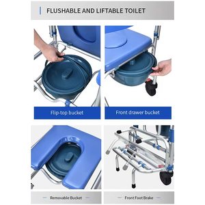 <span class=keywords><strong>Silla</strong></span> de <span class=keywords><strong>Ducha</strong></span> y WC 3 en 1 de Aluminio, Ligera, Antideslizante, Plegable, Ajustable, Portátil, con <span class=keywords><strong>Ruedas</strong></span> Silenciosas, 150 kg - Product Image 5