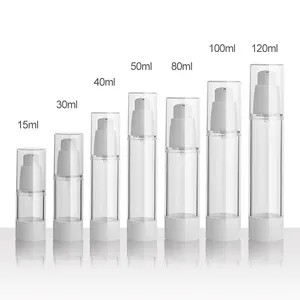 Plastic Pp Pcr Refillable Airless Pump Serum Cream Bottles Black And White15ml 30ml 40ml 50ml 80ml 100ml 120 Ml For Skincare