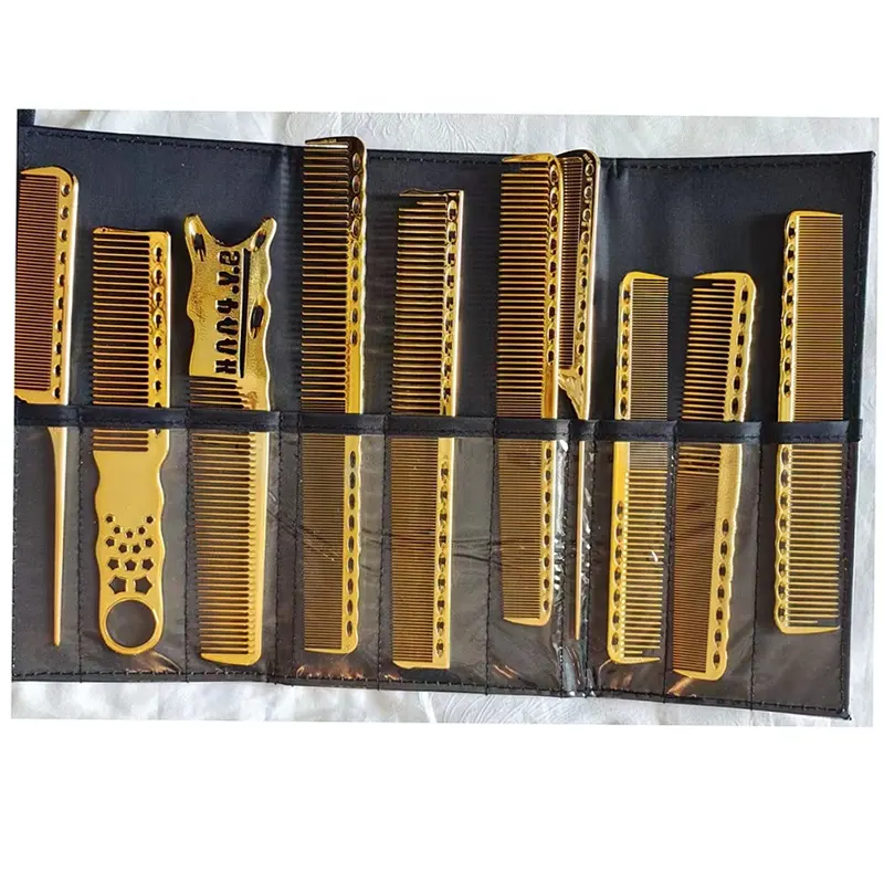 electroplating gold rat tail barber hair cutting comb set for Salon Designer Styling Cutting Tools