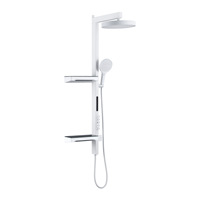 Ensemble de douche double fonction avec corps en laiton, jet de massage et jet pluie, pour salles de bain domestiques, avec douchette à pression LED moderne
