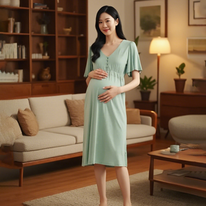 HUOYOUNG <span class=keywords><strong>Robe</strong></span> d'<span class=keywords><strong>allaitement</strong></span> personnalisée pour femmes Robes de maternité à manches courtes pour le travail <span class=keywords><strong>Robe</strong></span> d'<span class=keywords><strong>allaitement</strong></span> pour femmes Chemise de nuit Pyjamas - Product Image 2