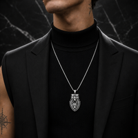 Collier Pendentif Vintage Tête d'Aigle et de Loup en Acier Inoxydable Étanche Style Gothique Motard Viking pour Hommes Vente en Gros OEM ODM