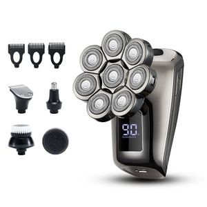เครื่องโกนขนกันน้ำสำหรับผู้ชายหัวล้าน ไร้สาย พร้อมจอ LED เครื่องเล็มขนจมูก เครื่องโกนหนวดไฟฟ้า ชุดอุปกรณ์ดูแลขน - Product Image 1
