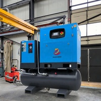 Silencieux 7.5kw 10hp tout-en-un VSD vitesse réservoir sécheur général industriel vis compresseur d'air roulement moteur 8 bar 12 bar refroidi par air